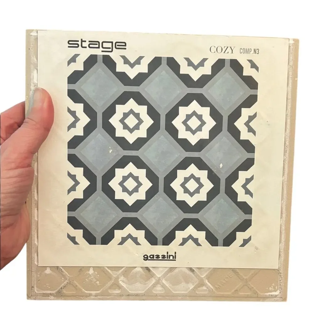 Gazzini Stage Cozy 3 Geometric Black and Gray Porcelain Tile 8x8